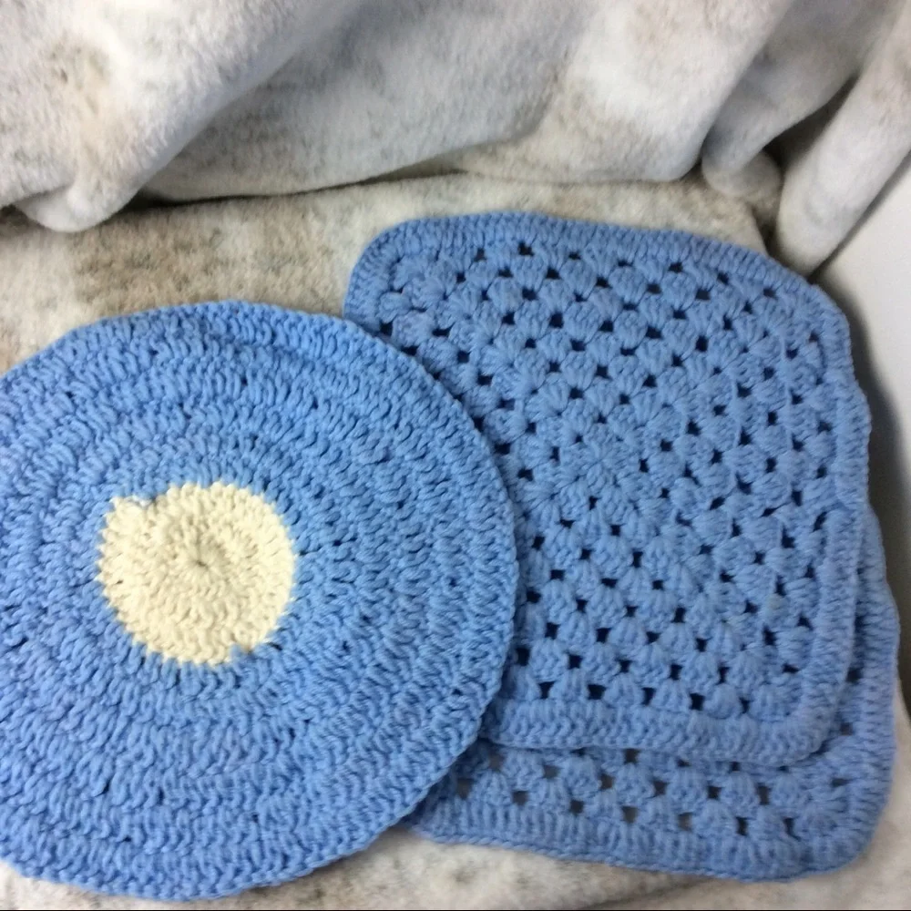 Handmade Crochet‎ Doilies Circle & Squares 3PC Set